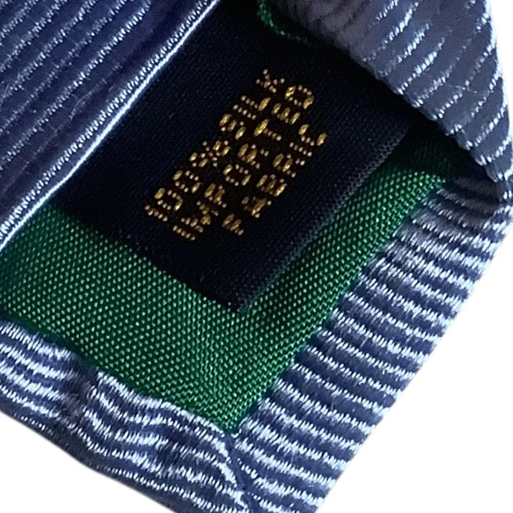 Tommy Hilfiger Men Tie 100% Silk‎ Blue Gold Striped Classic Necktie USA Formal